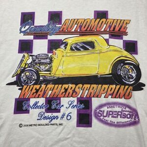 VTG 2006 Metro Moulded Parts Hot Rod Car Show T-Shirt Men's XL White Graphic Tee